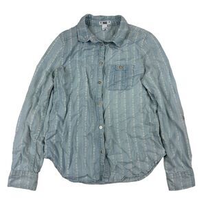 Paige TENNA Blue Striped Chambray Button Up Shirt 100% Tencel Lyocell L/S Sz XS